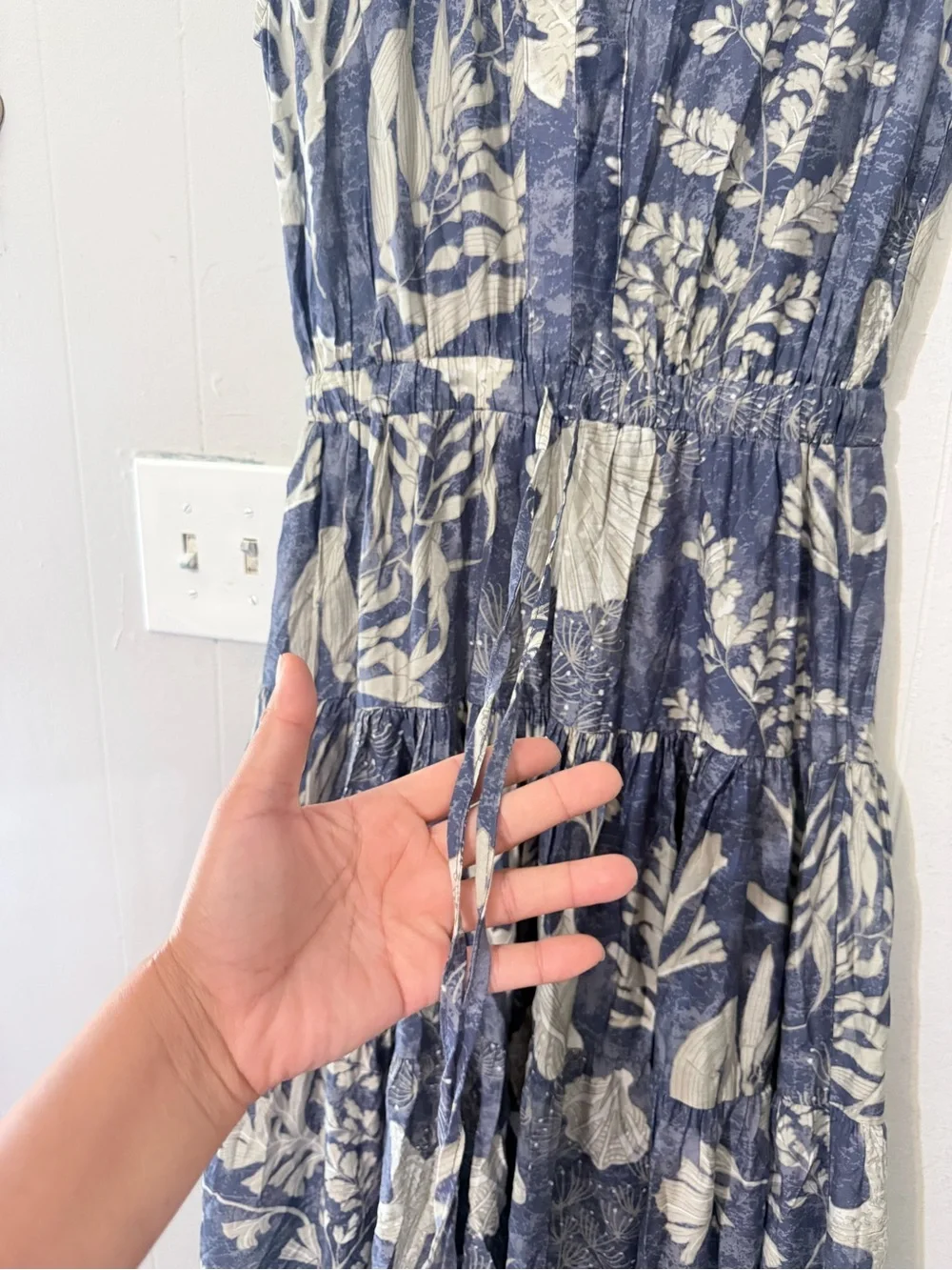 Pinch Navy & Cream Botanical Sleeveless Maxi Dress